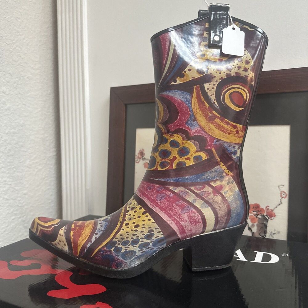 NOMAD Footwear Woman’s Rain Boots - Yippy Turquoise Monet- SIZE 9